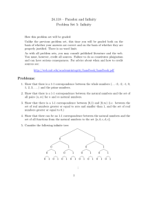 24.118 – Paradox and Inﬁnity Problem Set 5:  Inﬁnity