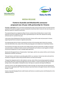 MEDIA RELEASE Fonterra Australia and Woolworths announce