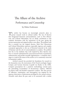 T The Allure of the Archive  Performance and Censorship
