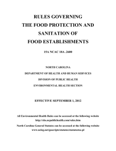 RULES GOVERNING THE FOOD PROTECTION AND SANITATION OF