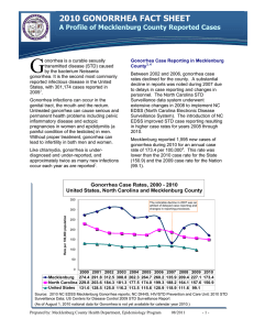 G 2010 GONORRHEA FACT SHEET A Profile of Mecklenburg County Reported Cases