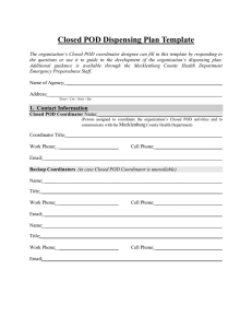 Closed POD Dispensing Plan Template