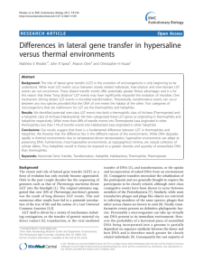 Differences in lateral gene transfer in hypersaline versus thermal environments Open Access