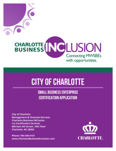 CITY OF CHARLOTTE SMALL BUSINESS ENTERPRISE CERTIFICATION APPLICATION