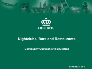 Nightclubs, Bars and Restaurants Community Outreach and Education