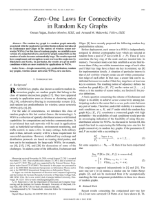 Zero–One Laws for Connectivity in Random Key Graphs , Student Member, IEEE