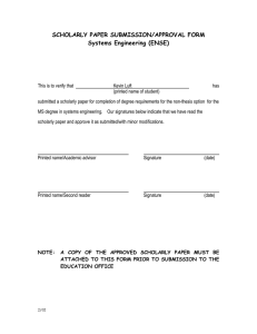 SCHOLARLY PAPER SUBMISSION/APPROVAL FORM Systems Engineering (ENSE)