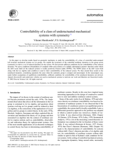 Controllability of a class of underactuated mechanical systems with symmetry Vikram Manikonda