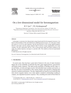 On a low-dimensional model for ferromagnetism R.V. Iyer , P.S. Krishnaprasad