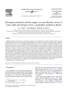 Eucalyptus production and the supply, use and efficiency of use... water, light and nitrogen across a geographic gradient in Brazil