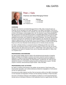 Peter J. Kalis Chairman and Global Managing Partner  OVERVIEW