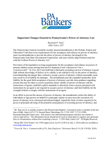 Important Changes Enacted to Pennsylvania’s Power of Attorney Law