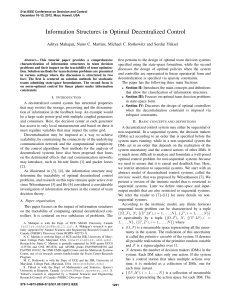 Information Structures in Optimal Decentralized Control