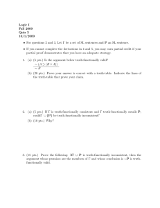 Logic  I Fall  2009 Quiz  2 10/1/2009