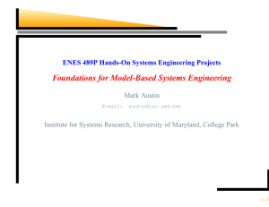 Foundations for Model-Based Systems Engineering ENES 489P Hands-On Systems Engineering Projects
