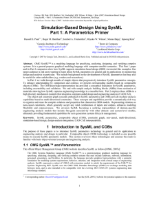 Simulation-Based Design Using SysML Part 1: A Parametrics Primer