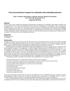 Cost and production analysis for substrates with embedded passives Abstract