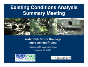 Existing Conditions Analysis Summary Meeting Water Oak Storm Drainage Improvement Project