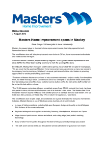 Masters Home Improvement opens in Mackay MEDIA RELEASE 7 August 2013