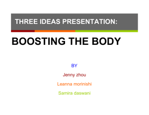 BOOSTING THE BODY THREE IDEAS PRESENTATION: BY Jenny zhou