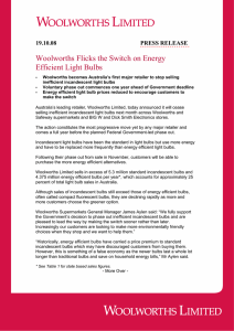 Woolworths Flicks the Switch on Energy Efficient Light Bulbs  PRESS RELEASE