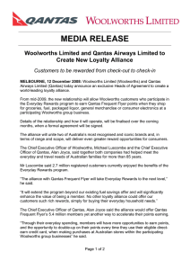 MEDIA RELEASE Woolworths Limited and Qantas Airways Limited to