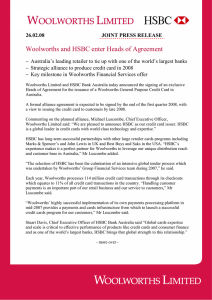 Woolworths and HSBC enter Heads of Agreement