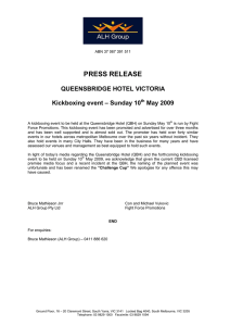 PRESS RELEASE QUEENSBRIDGE HOTEL VICTORIA Kickboxing event – Sunday 10