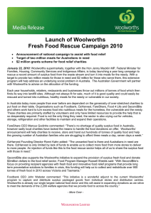 Launch of Woolworths Fresh Food Rescue Campaign 2010