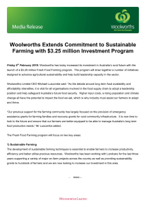 Woolworths Extends Commitment to Sustainable Farming with $3.25 million Investment Program