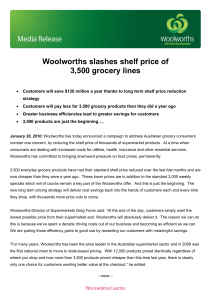 Woolworths slashes shelf price of 3,500 grocery lines