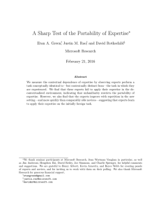 A Sharp Test of the Portability of Expertise ∗ Etan A. Green