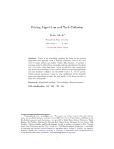 Pricing Algorithms and Tacit Collusion Bruno Salcedo