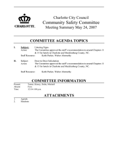 Community Safety Committee Charlotte City Council Meeting Summary May 24, 2007