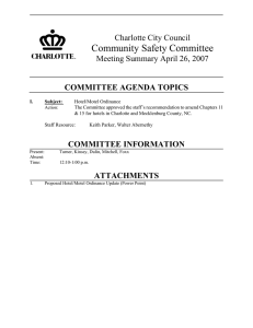 Community Safety Committee Charlotte City Council Meeting Summary April 26, 2007
