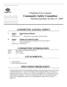 Community Safety Committee Charlotte City Council Meeting Summary for May 21, 2009