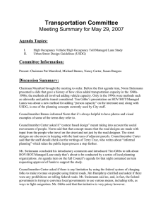 Transportation Committee Meeting Summary for May 29, 2007  Agenda Topics: