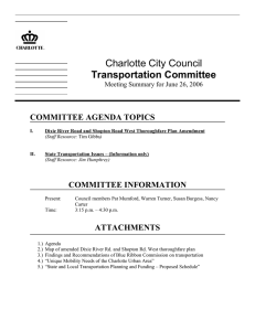 Charlotte City Council Transportation Committee COMMITTEE AGENDA TOPICS