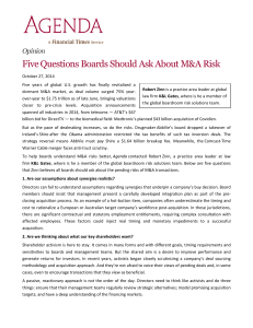 Five Questions Boards Should Ask About M&amp;A Risk Opinion