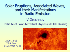 Solar Eruptions, Associated Waves, and their Manifestations in Radio Emission V.Grechnev