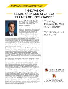 “INNOVATION: LEADERSHIP AND STRATEGY IN TIMES OF UNCERTAINTY” Thursday,