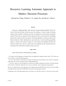 Recursive Learning Automata Approach to Markov Decision Processes