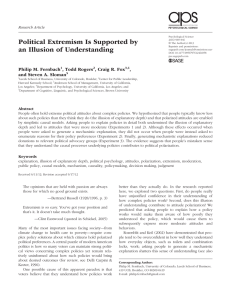 Political Extremism Is Supported by an Illusion of Understanding Research Article 464058