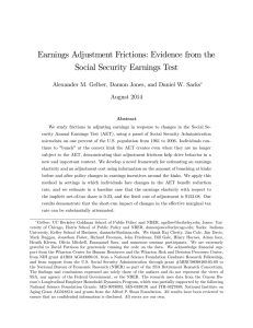 Earnings Adjustment Frictions: Evidence from the Social Security Earnings Test August 2014