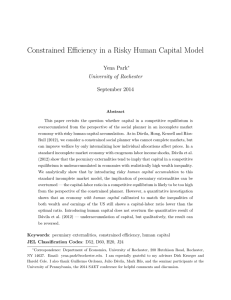 Constrained Efficiency in a Risky Human Capital Model Yena Park September 2014