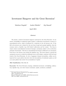 Investment Hangover and the Great Recession Matthew Rognlie Andrei Shleifer Alp Simsek