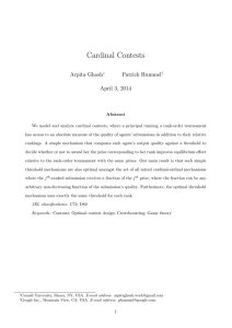 Cardinal Contests Arpita Ghosh Patrick Hummel April 3, 2014