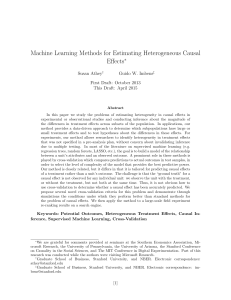 Machine Learning Methods for Estimating Heterogeneous Causal Effects ∗ Susan Athey