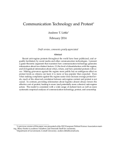 Communication Technology and Protest ∗ Andrew T. Little February 2014