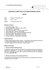 RESEARCH COMPUTING PLATFORMS WORKING GROUP NOTES :